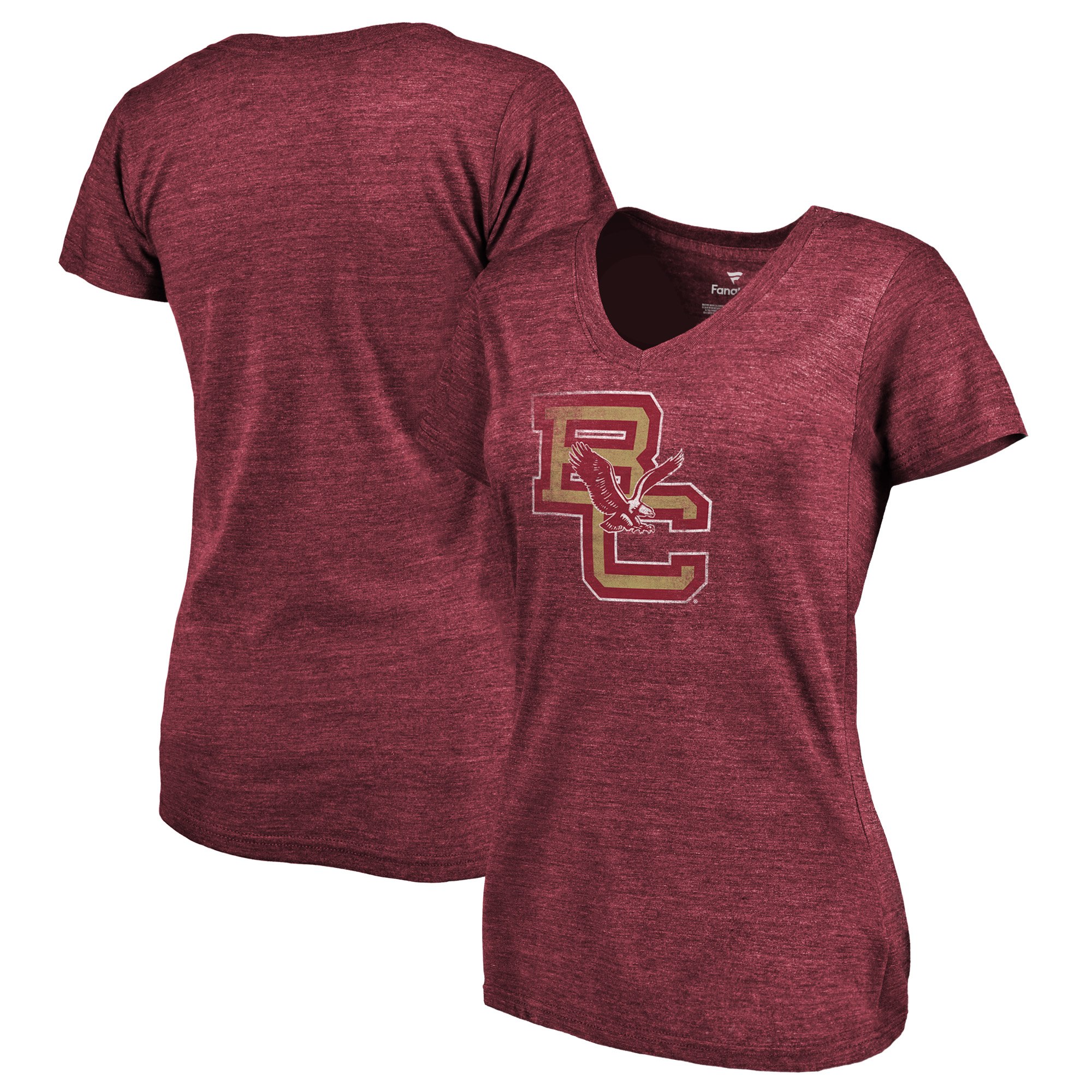 2020 NCAA Fanatics Branded Boston College Eagles Women Garnet College Vault Primary Logo TriBlend VNeck TShirt->ncaa t-shirts->Sports Accessory